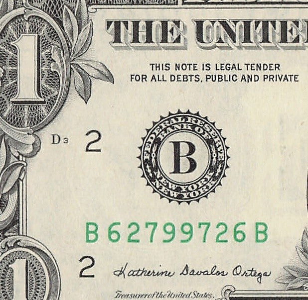 Radar Fancy Serial Number One Dollar Bill 1985 2s 6s 7s 9s BB Block Palindrome