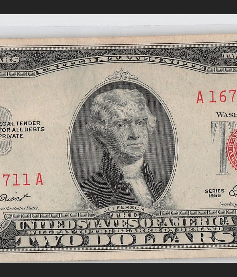 Trinary Fancy Serial Number Two Dollar Red Seal 1953 1s 6s 7s