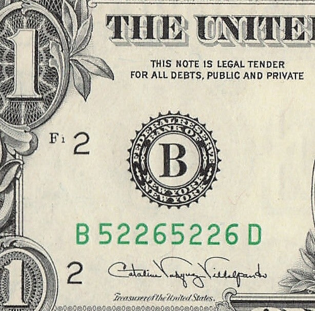 Repeater Fancy Serial Number One Dollar Bill 2s 5s 6s 1988A BD Block Trinary