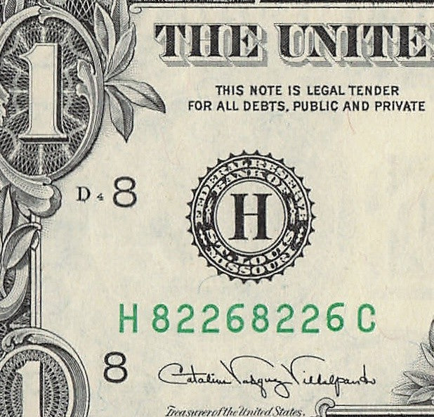 Repeater Fancy Serial Number One Dollar Bill 2s 6s 8s 1988A HC Block