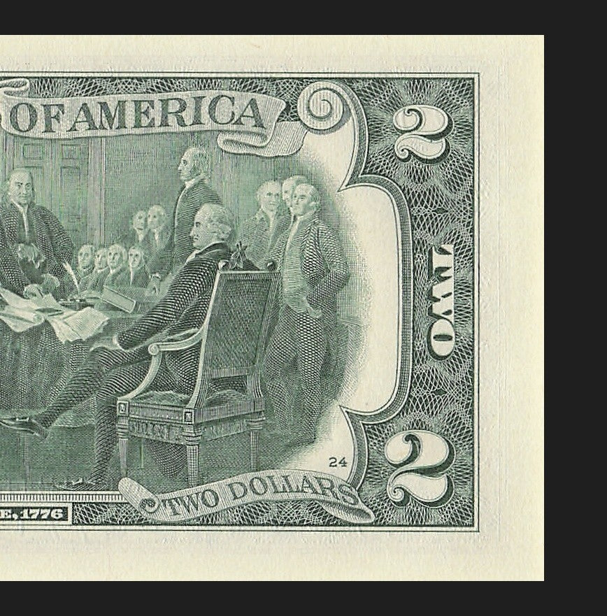 Binary Two Dollar Bill Fancy Serial Number 2017A $2 Dallas Binary 3s 1s