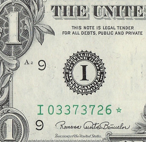 Star Note One Dollar Bill 1969C $1 I* Block Minneapolis Run 1 640K Run UNC