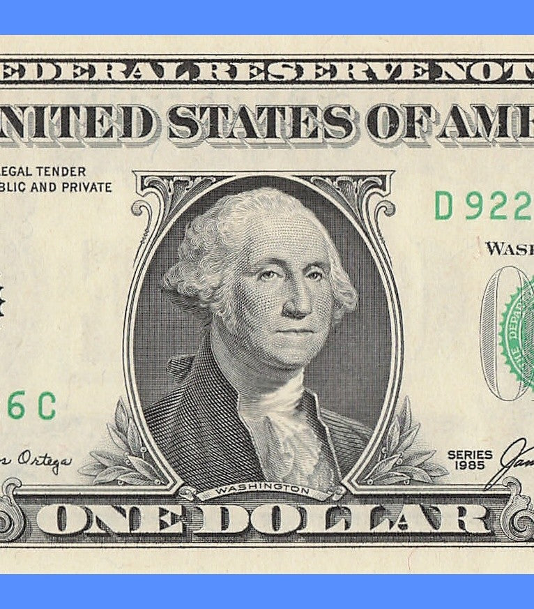 Repeater Fancy Serial Number One Dollar Bill 1985 2s 6s 9s DC Block