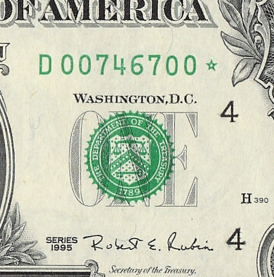 Bookend Fancy Serial Number One Dollar Star Note 00s Cleveland 1995 $1