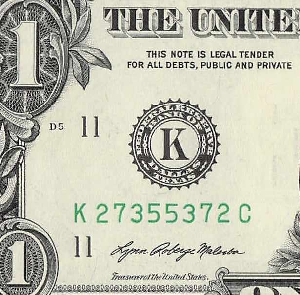Radar Fancy Serial Number One Dollar Bill 2021 $1 KC Palindrome 2s 7s 3s 5s