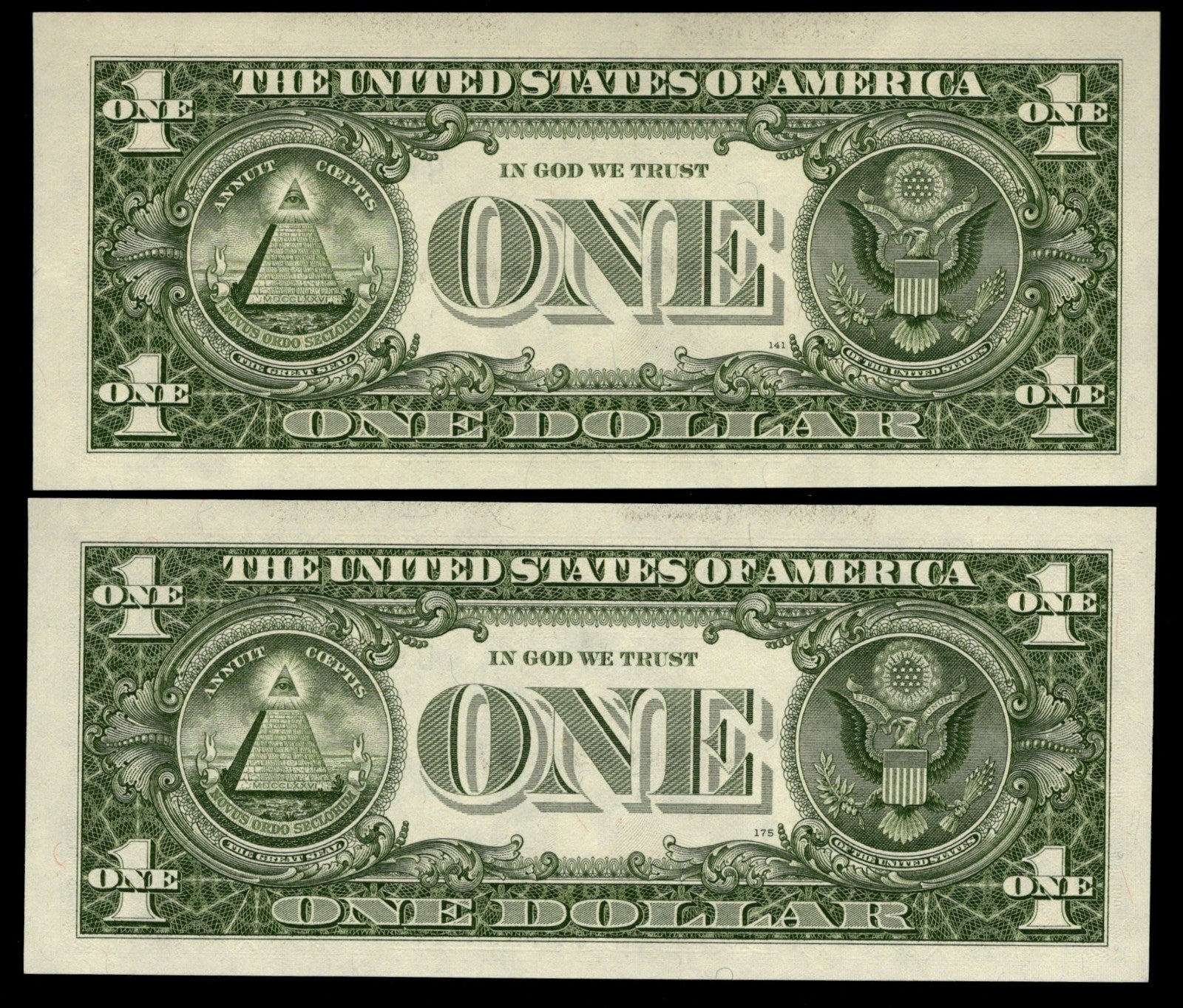 Radar Serial Number Set One Dollar Bills 1985 $1 BB Block Palindromes