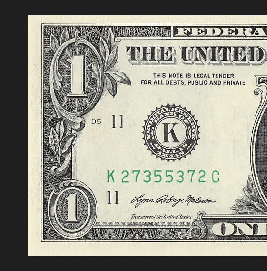 Radar Fancy Serial Number One Dollar Bill 2021 $1 KC Palindrome 2s 7s 3s 5s