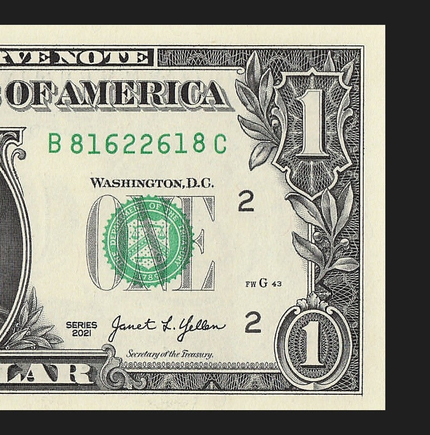 Radar Fancy Serial Number One Dollar Bill 2021 $1 BC Palindrome 8s 1s 6s 2s