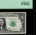 High Serial Number One Dollar Bill Boston 1963A A99999989A Seven of a kind 9s