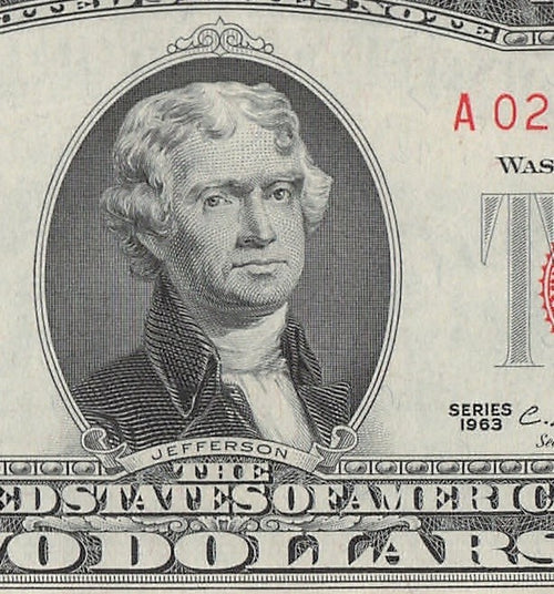 Alternator 2s Fancy Serial Number Two Dollar Red Seal 1963 Skipper UNC