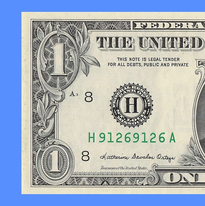 Repeater Fancy Serial Number One Dollar Bill 9s 1s 2s 6s 1988 HA Block