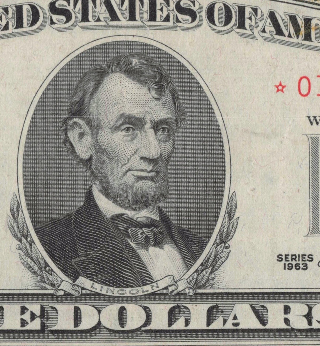 Repeater Star Note Fancy Serial Number Five Dollar Red Seal 1963 *A 0s 1s 7s 9s