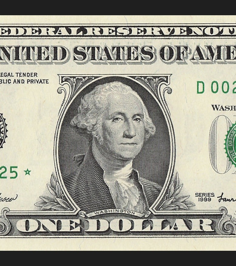 Star Note One Dollar Bill 1999 $1 D* Block Cleveland Run 1 320K Sheet