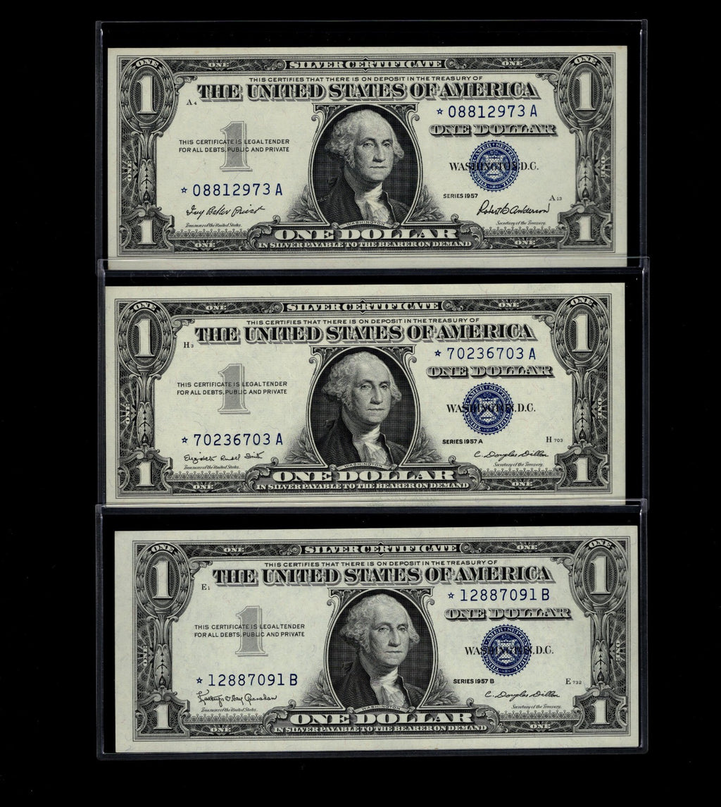1957 $1 Star Note UNC Silver Certificate Series Set One Dollar Bills