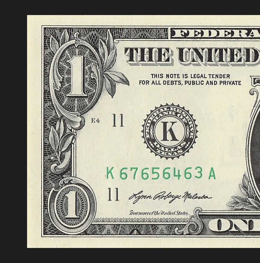 Mini Counting Ladder One Dollar Bill Fancy Serial Number 2021 $1 KA 65 64 63