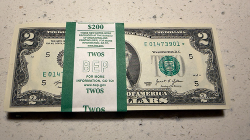 NEW 2021 $2 Star Notes E* Block Richmond SEQUENTIAL FROM BEP PACK LOT OF 1 NOTE