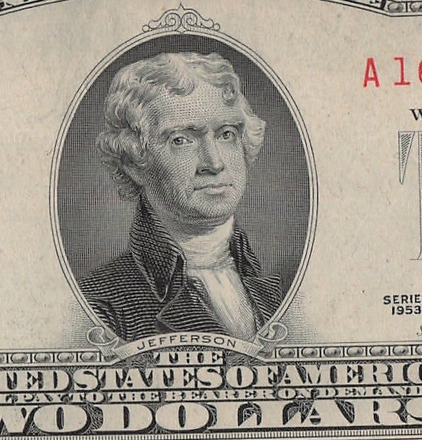 Trinary Fancy Serial Number Two Dollar Red Seal 1953 1s 6s 7s