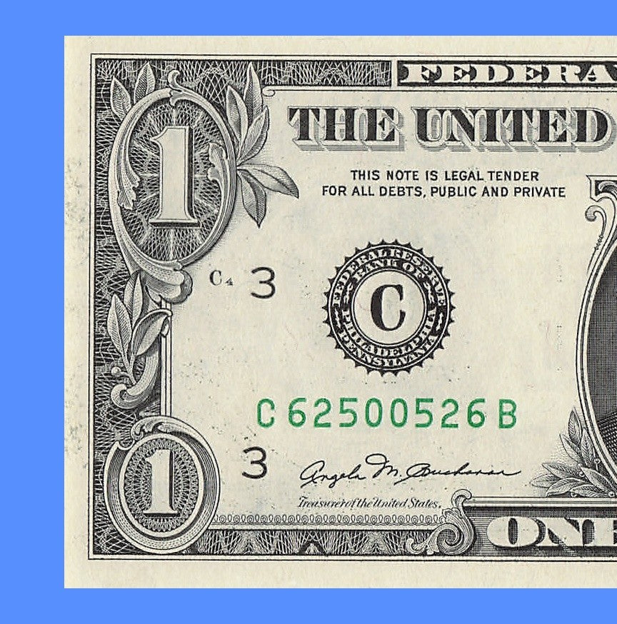 Radar Fancy Serial Number One Dollar Bill 1981 0s 2s 5s 6s  CB