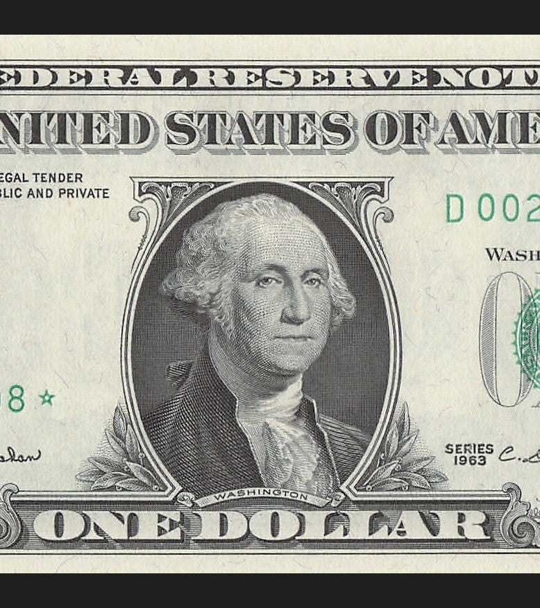 Star Note One Dollar Bill 1963 $1 D* Block Cleveland Run 1 Low Serial Trinary