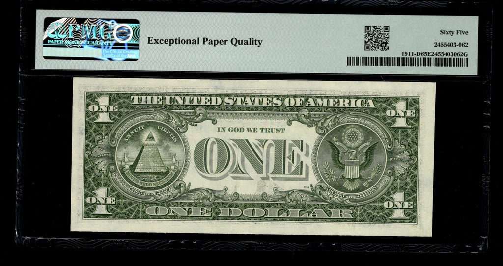 Low Serial Number 82 Fancy Serial Number One Dollar Bill PMG D00000082B