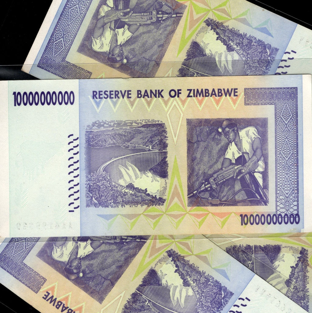 Zimbabwe Ten Billion Dollars Reserve Bank of Zimbabwe XF-AU Condition Lot of 1