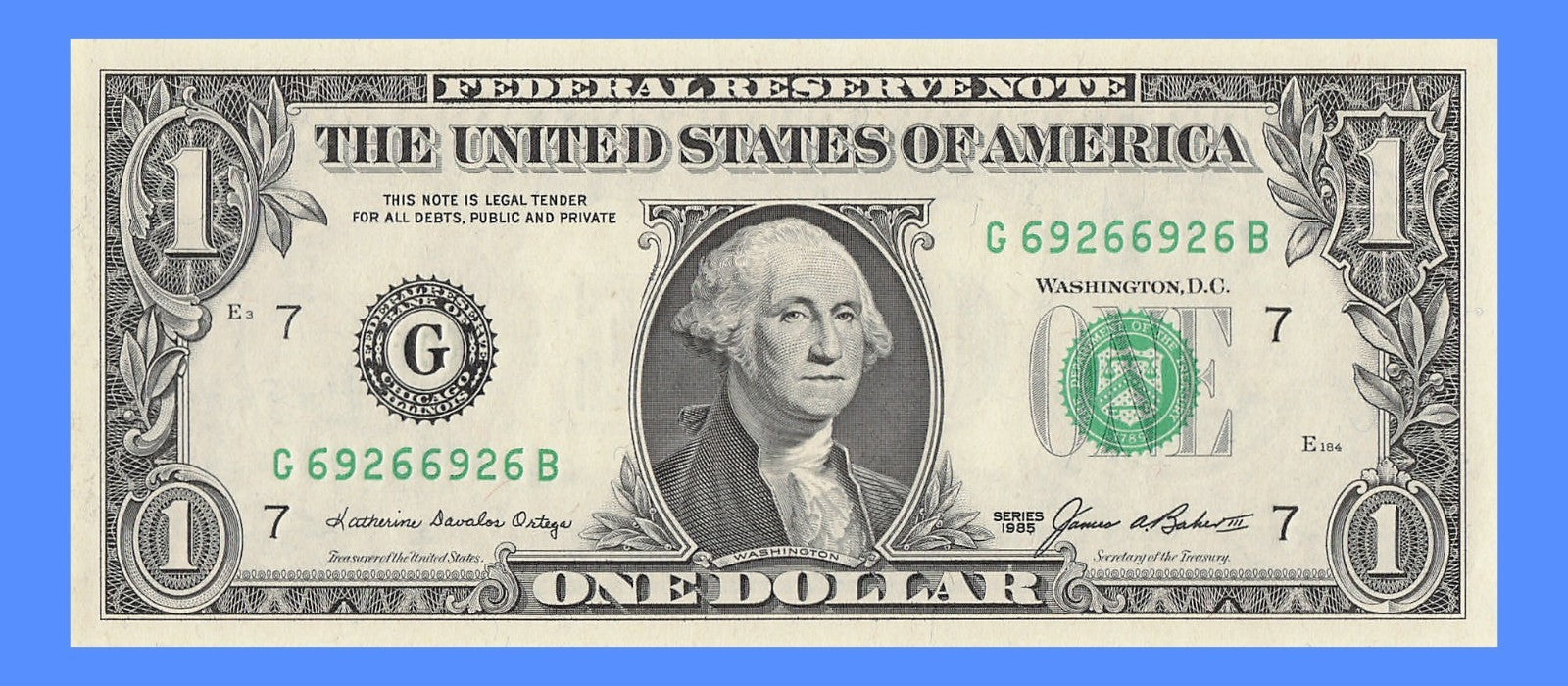 Repeater Fancy Serial Number One Dollar Bill 1985 2s 6s 9s GB Block Trinary