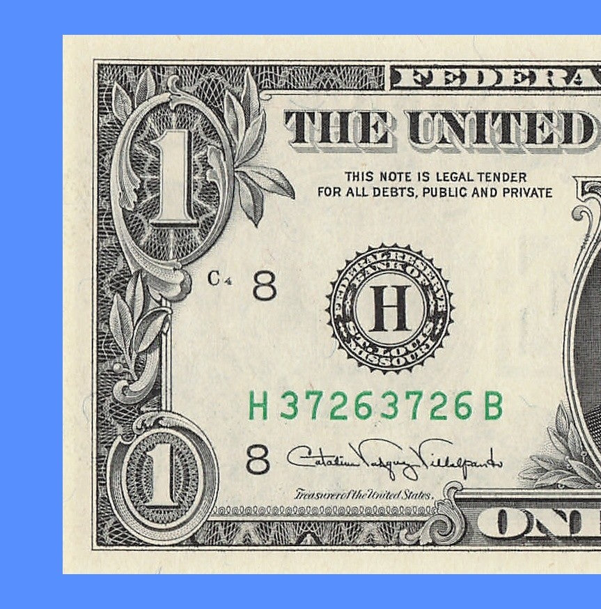 Repeater Fancy Serial Number One Dollar Bill 2s 3s 6s 7s 1988A HB Block