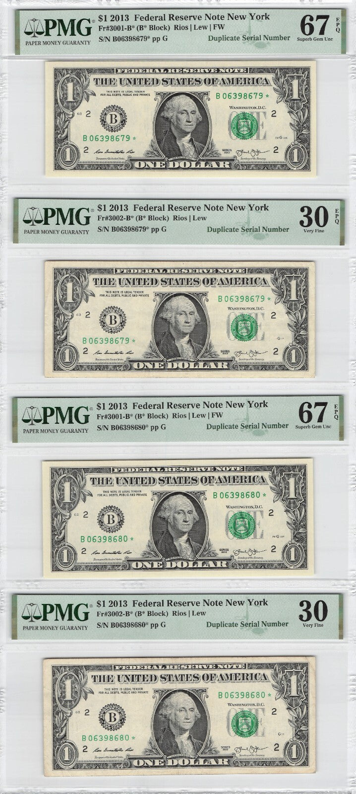 Sequential Duplicate B Star Matched Set B06398680* B06398679* Rarest Set Known