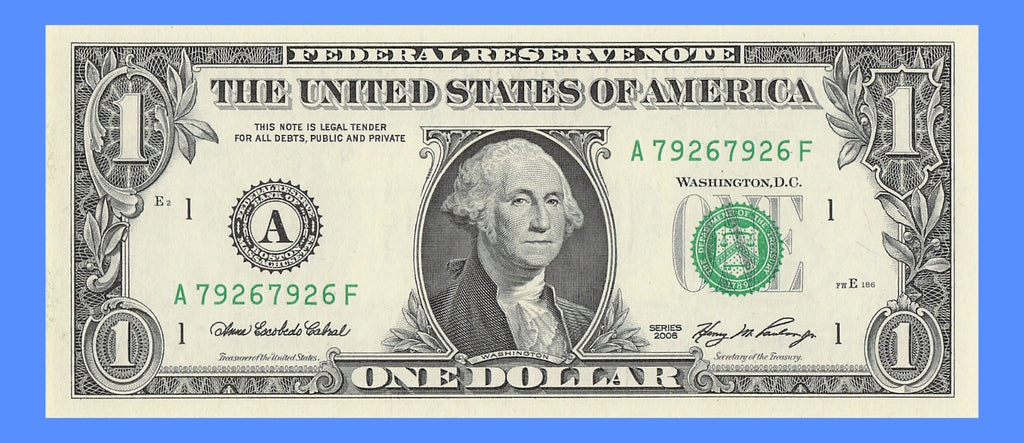 Repeater Fancy Serial Number One Dollar Bill 2s 7s 6s 9s 2006 AF Block