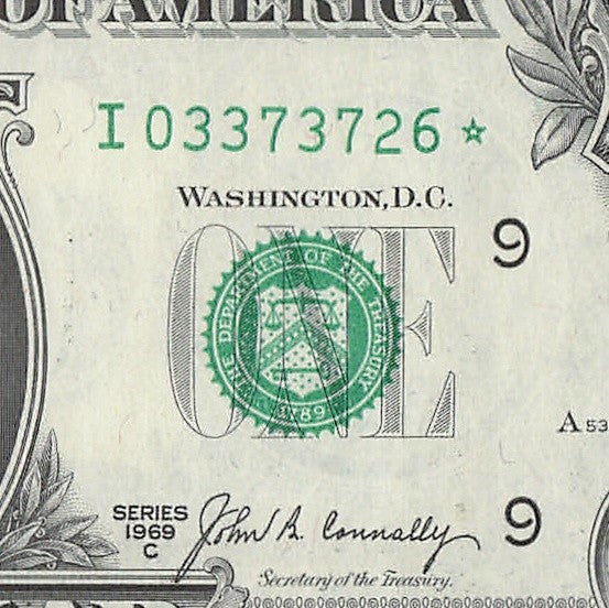 Star Note One Dollar Bill 1969C $1 I* Block Minneapolis Run 1 640K Run UNC