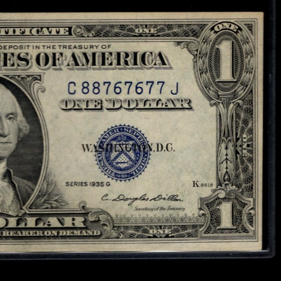 Trinary Silver Certificate One Dollar Bill 6s 7s 8s 1935G UNC NO MOTO