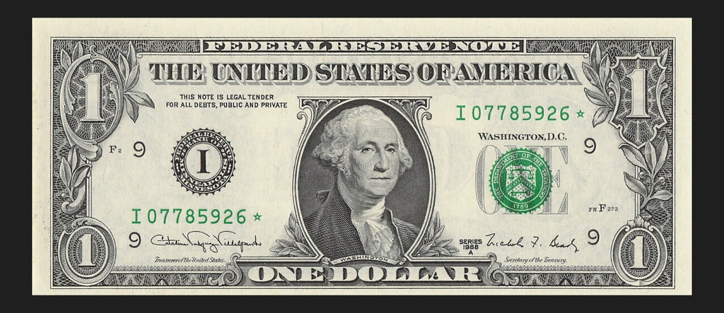 Star Note One Dollar Bill 1988A $1 I* Block Minneapolis Run 3 640K Sheet