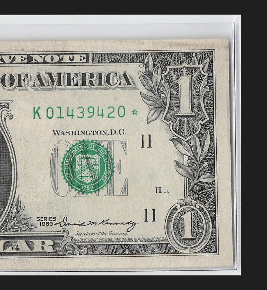 Star Note One Dollar Bill 1969 $1 K* Block Dallas Run 3 UNC