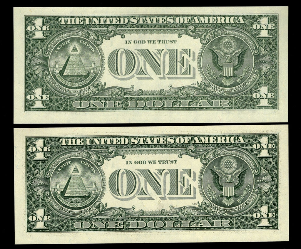 Radar Serial Number Set One Dollar Bills 1995 $1 AH Block Palindromes
