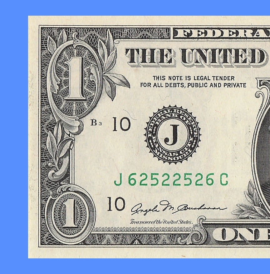 Radar Fancy Serial Number One Dollar Bill 1981 2s 5s 6s JC Trinary