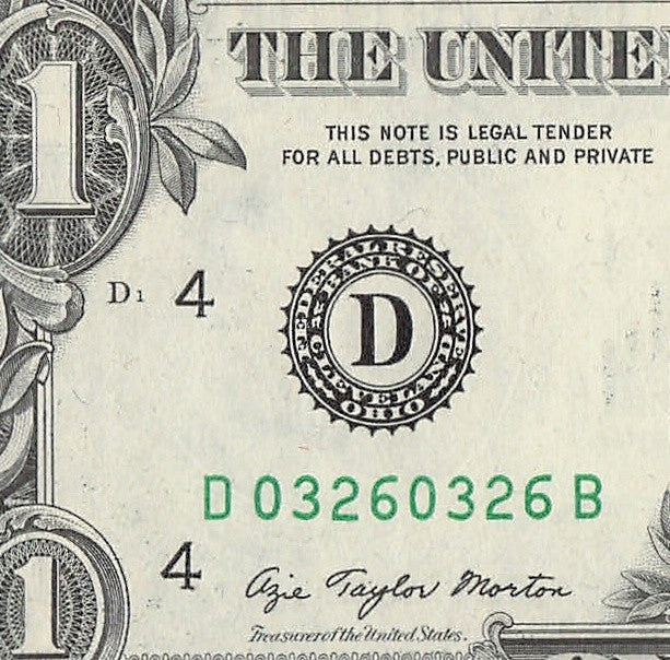 Repeater Fancy Serial Number One Dollar Bill 1977 Richmond 0s 2s 3s 6s DB