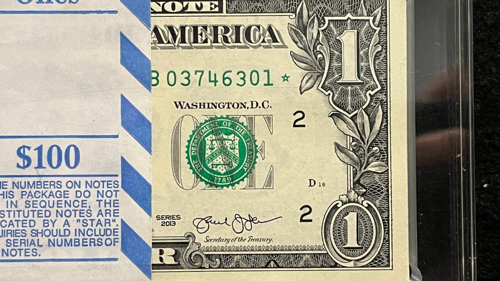 One Dollar Star Note 2013 Duplicate Error Run BEP Original PACK 100 SEQUENTIAL