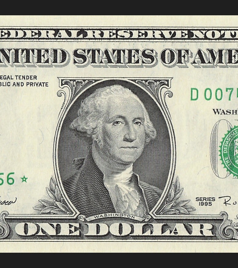 Star Note One Dollar Bill 1995 $1 D* Block Cleveland Run 1 Four in a Row 6s