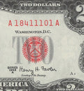 Five of a Kind 1s Fancy Serial Number Two Dollar Red Seal $2 1963A