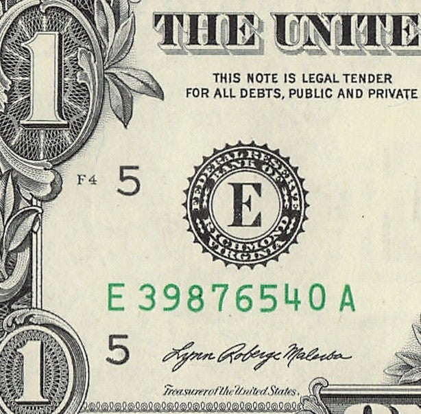Six Digit Ladder Fancy Serial Number One Dollar Bill 9s 8s 7s 6s 5s 4s 2021 $1
