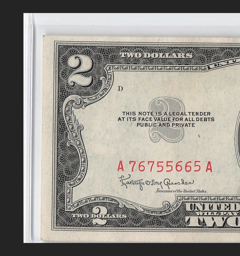 Trinary Fancy Serial Number Two Dollar Red Seal 1953 C Sequential 5s 6s 7s