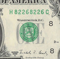 Repeater Fancy Serial Number One Dollar Bill 2s 6s 8s 1988A HC Block