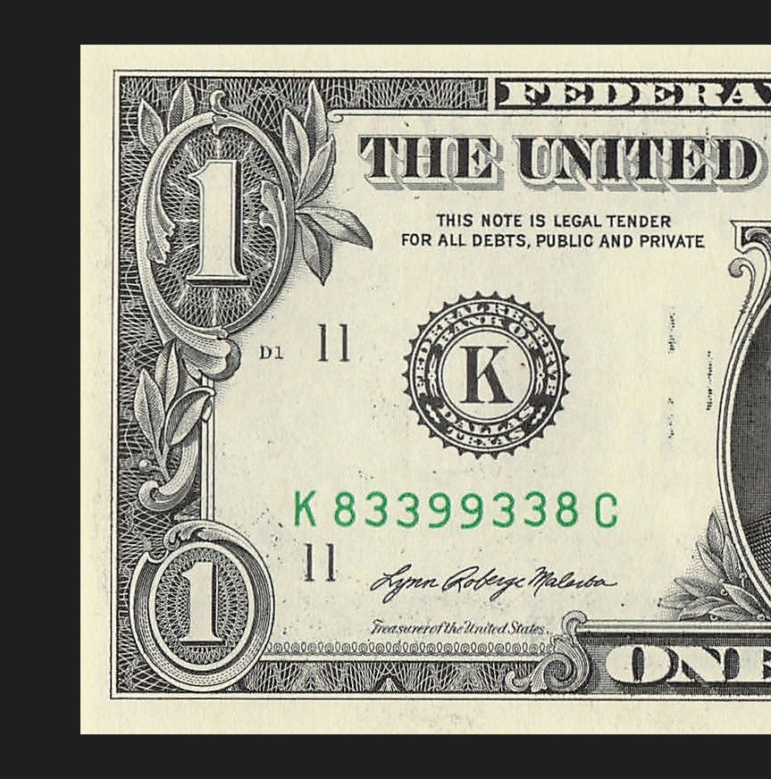 Radar Fancy Serial Number One Dollar Bill 2021 $1 KC Palindrome 3s 8s 9s