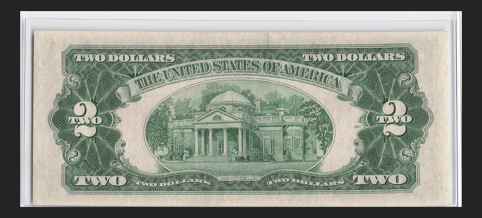 Five of a Kind 4s Fancy Serial Number Two Dollar Red Seal $2 1953A