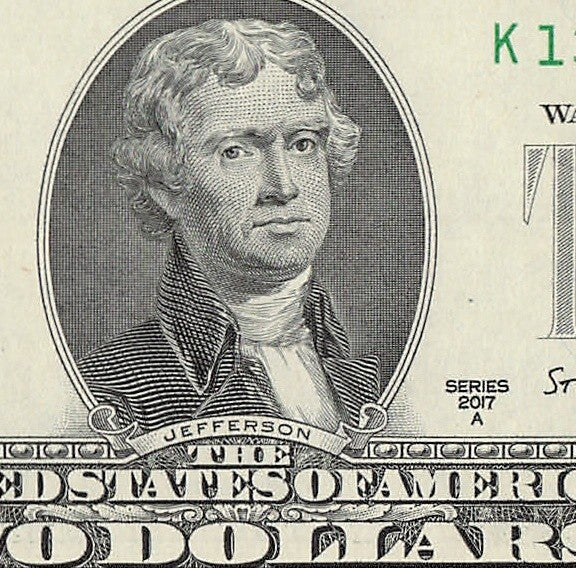 Binary Two Dollar Bill Fancy Serial Number 2017A $2 Dallas Binary 3s 1s