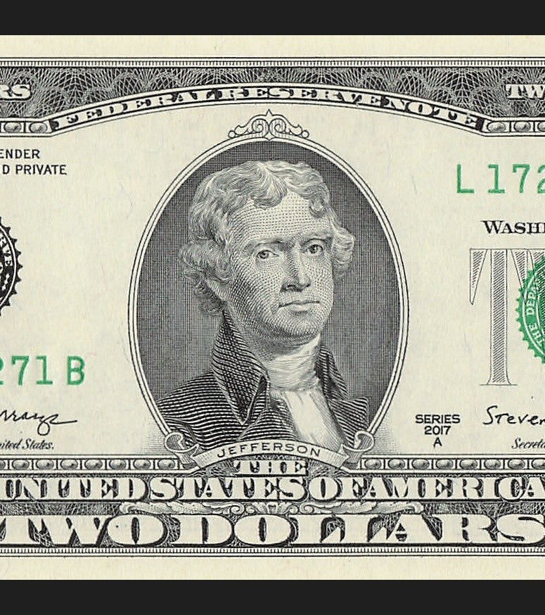 Radar Two Dollar Bill Fancy Serial Number 2017A $2 Palindrome 1s 7s 2s 5s
