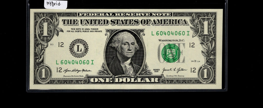 Hybrid Fancy Serial Number One Dollar Bill 40s 60s LI Block $1 2021