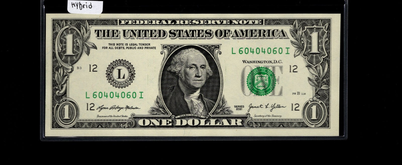 Hybrid Fancy Serial Number One Dollar Bill 40s 60s LI Block $1 2021