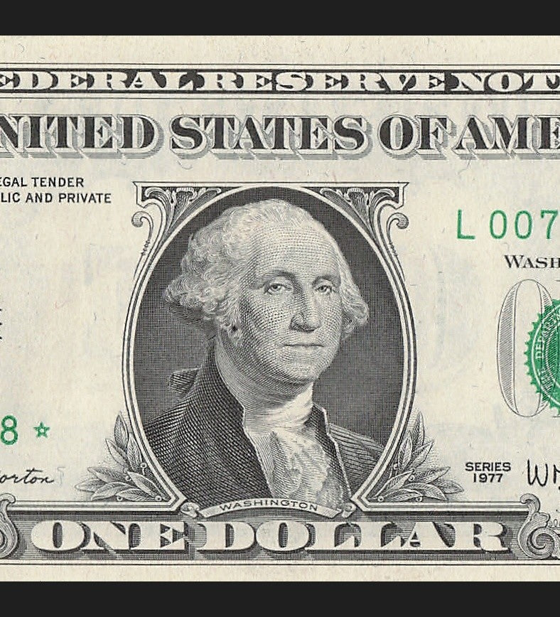 Star Note One Dollar Bill 1977 $1 L* Block Dallas Run 1 D1 UNC