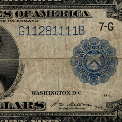 Five Dollar Federal Reserve Note 1914 $5 Chicago Six of a Kind 1s Fancy Serial